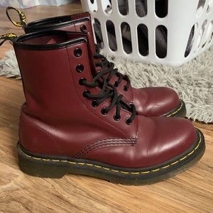 Burgundy Doc Martens. Kept in good condition